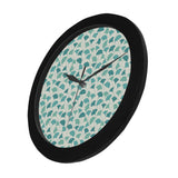 Green ginkgo leaves pattern Elegant Black Wall Clock