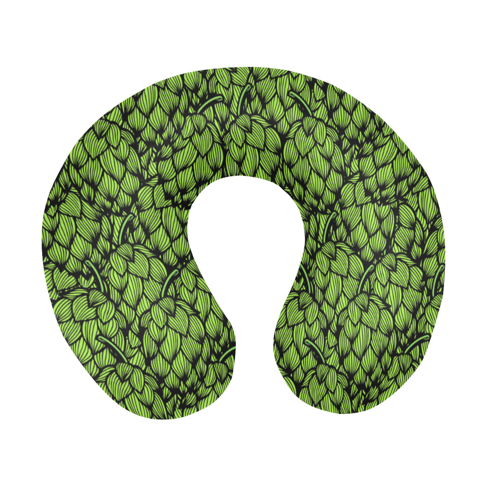 Green hop pattern U-Shaped Travel Neck Pillow