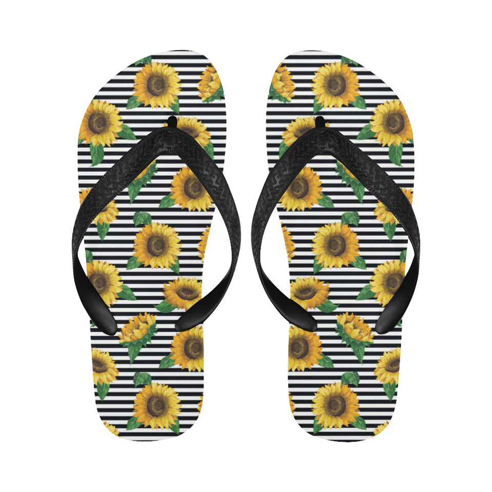 sunflowers ribbon background Unisex Flip Flops