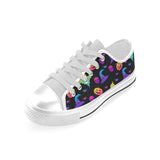 Colorful halloween background Men's Low Top Canvas Shoes White