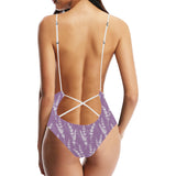 Lavender flowers purple pattern Women's One-Piece Swimsuit