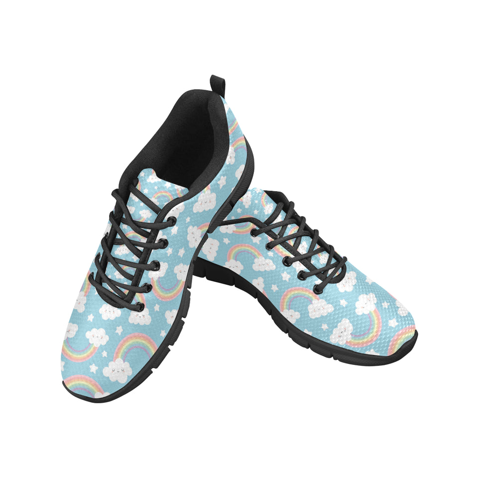 Cute rainbow clound star pattern blue background Men's Sneaker Shoes