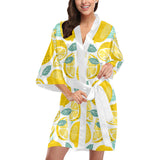lemon design pattern Women's Short Kimono Robe