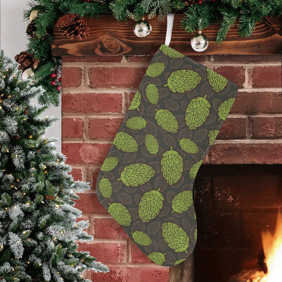 Hop pattern black background Christmas Stocking