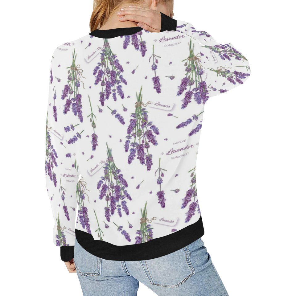 lavender flower design pattern Women's Crew Neck Sweatshirt