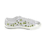 Sketch funny frog pattern Women's Low Top Canvas Shoes White