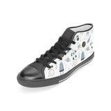 Hand drawn space elements space rocket star planet Women's High Top Canvas Shoes Black