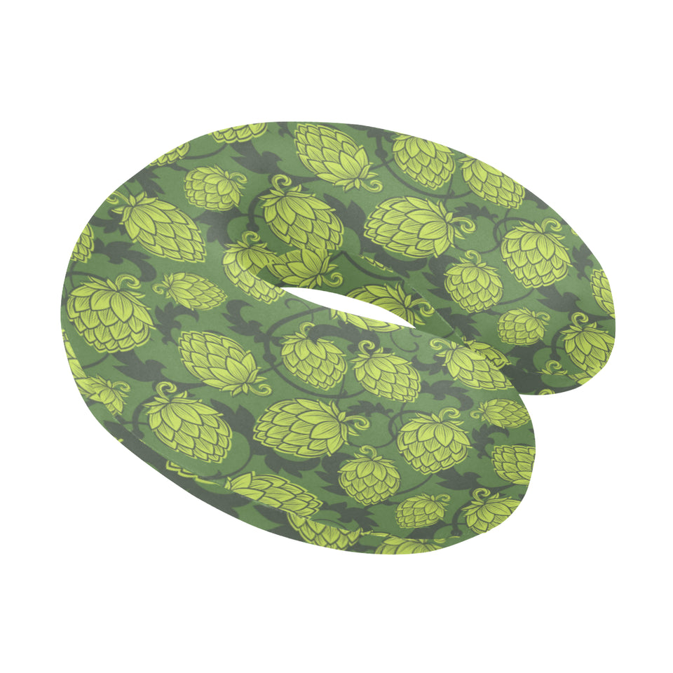 Hop pattern Hop cone background U-Shaped Travel Neck Pillow