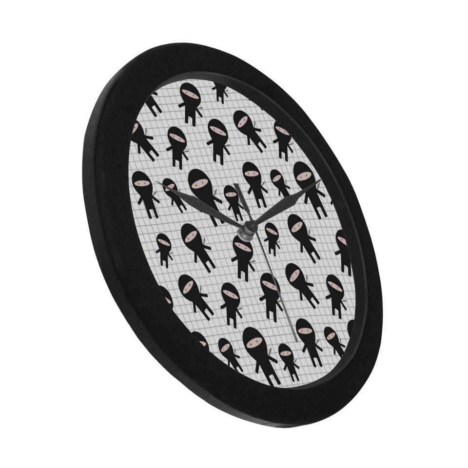Ninja pattern plaid background Elegant Black Wall Clock