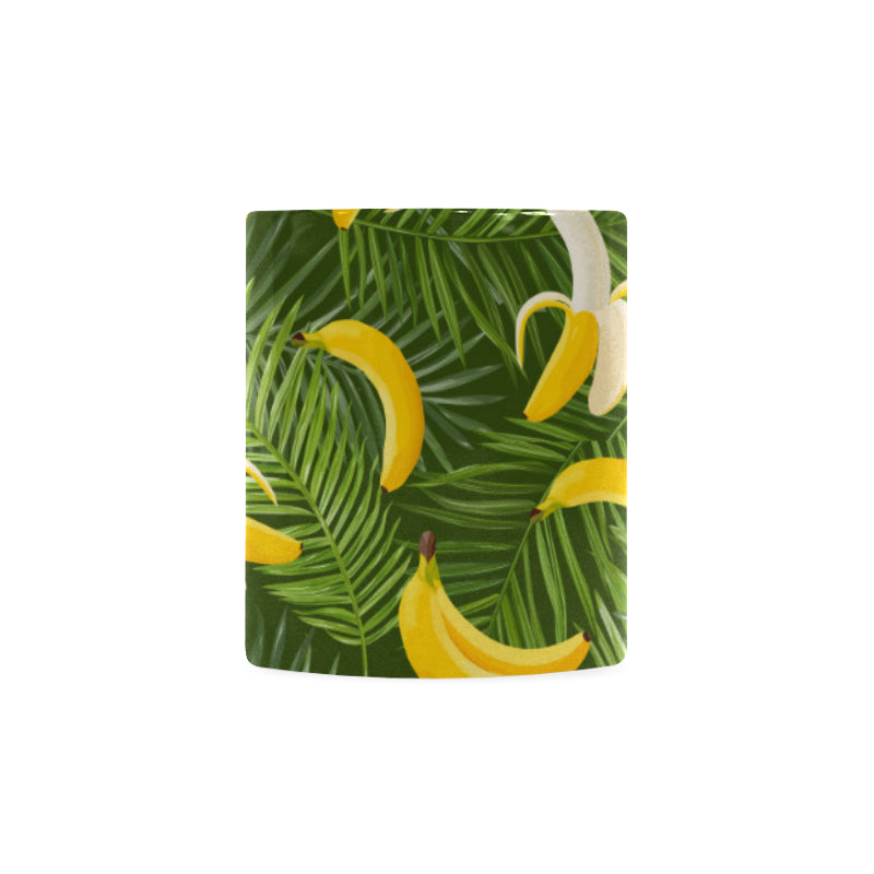 Banana Palm Leaves pattern Classical White Mug (Fulfilled In US)
