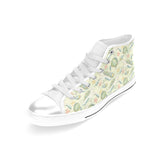 Hand drawn sea turtle fish pattern Women's High Top Canvas Shoes White