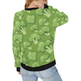 Broccoli pattern green background Women's Crew Neck Sweatshirt