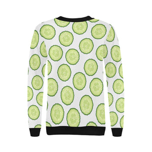 Cucumber slices pattern Women's Crew Neck Sweatshirt