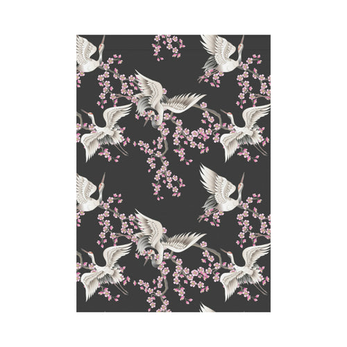 Japanese crane pink sakura pattern House Flag Garden Flag