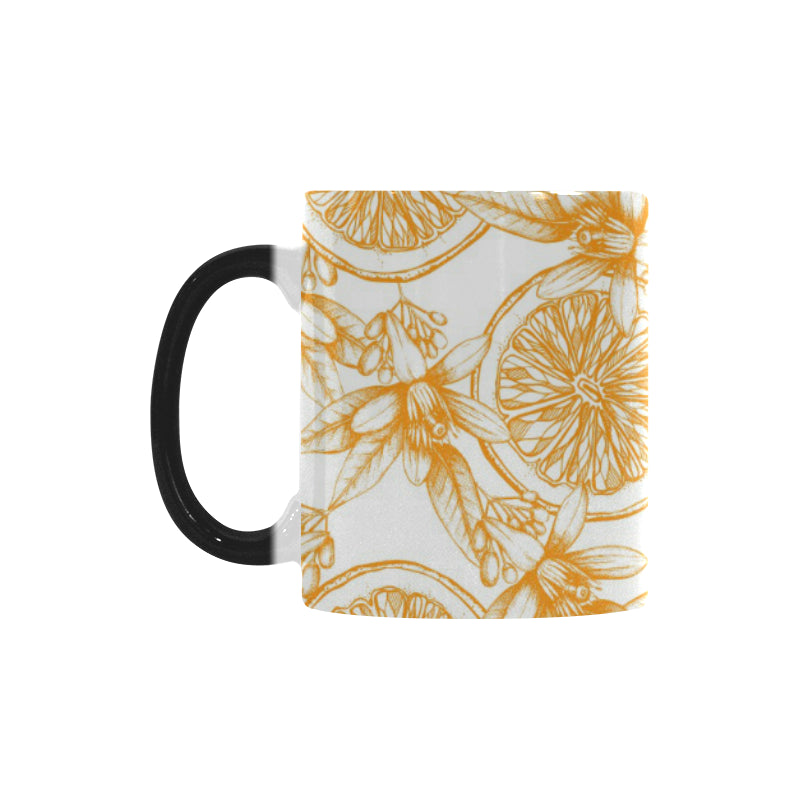 hand drawn orange fruit pattern Morphing Mug Heat Changing Mug