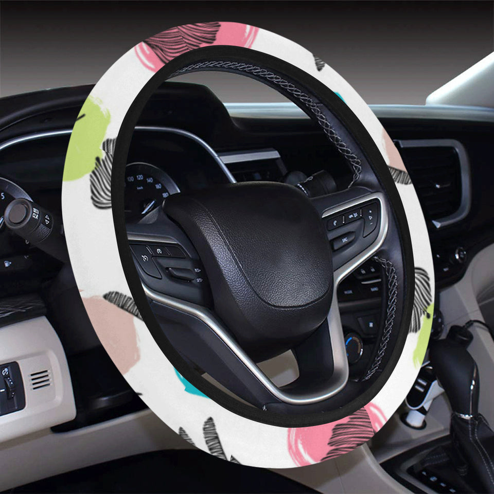 Dragonflies ginkgo leaves pattern Car Steering Wheel Cover