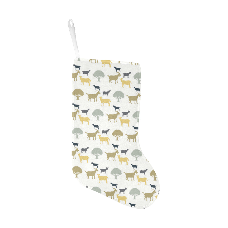 Silhouettes of goat and tree pattern Christmas Stocking
