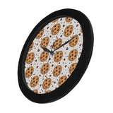 chocolate chip cookie pattern Elegant Black Wall Clock