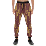 Hand drawn gold saxophone red background Unisex Casual Sweatpants