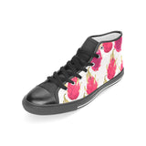 dragon fruits design pattern Women's High Top Canvas Shoes Black