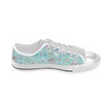 Cute koalas blue background pattern Men's Low Top Canvas Shoes White