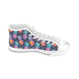 Pineapples pattern zigzag background Men's High Top Canvas Canvas Shoes White