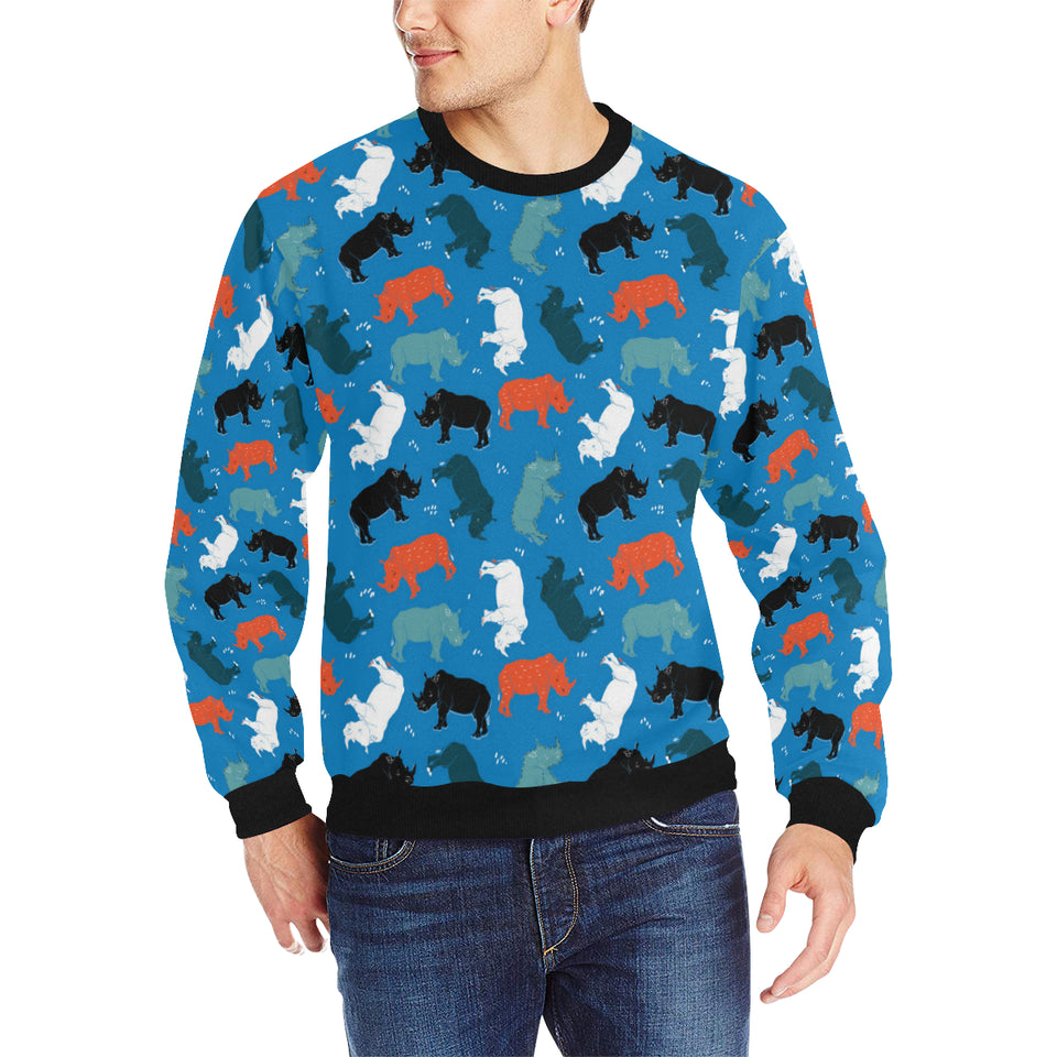 Colorful rhino pattern Men's Crew Neck Sweatshirt
