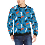 Colorful rhino pattern Men's Crew Neck Sweatshirt
