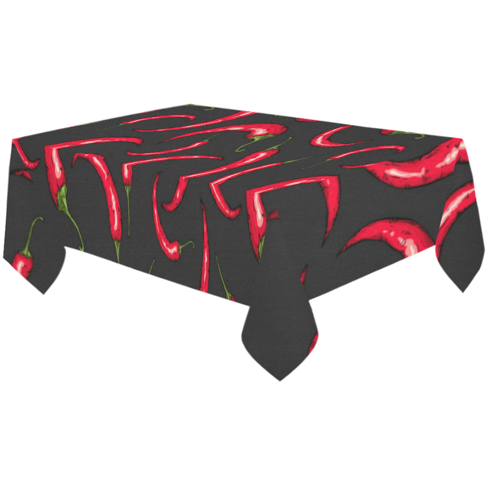 Chili peppers pattern black background Tablecloth