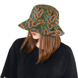 Colorful papaya tropical leaves Unisex Bucket Hat