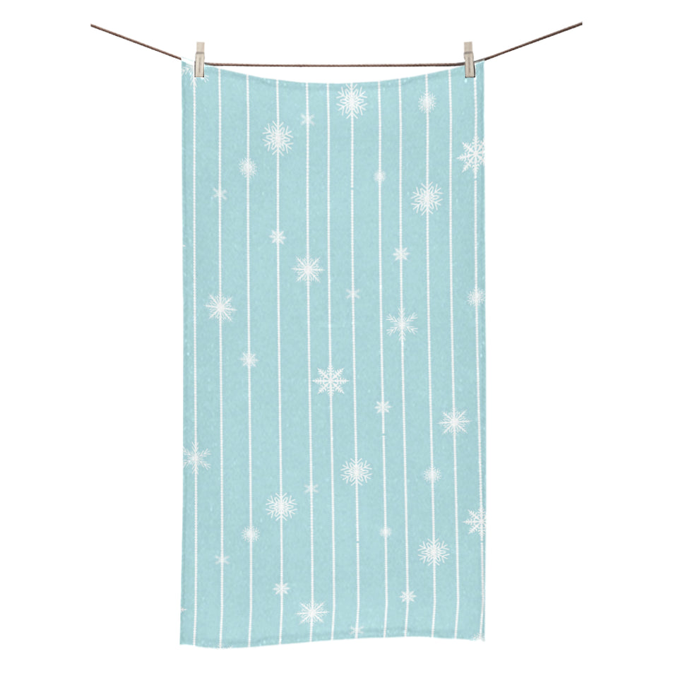Snowflake pattern blue stripe background Bath Towel