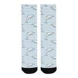 Dolphin blue striped background Crew Socks