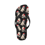 Christmas Pugs Santa_s red cap pattern Unisex Flip Flops