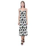 Cow skin pattern V-Neck Open Fork Long Dress