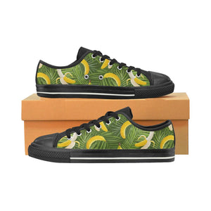 Banana Palm Leaves pattern Kids' Boys' Girls' Low Top Canvas Shoes Black
