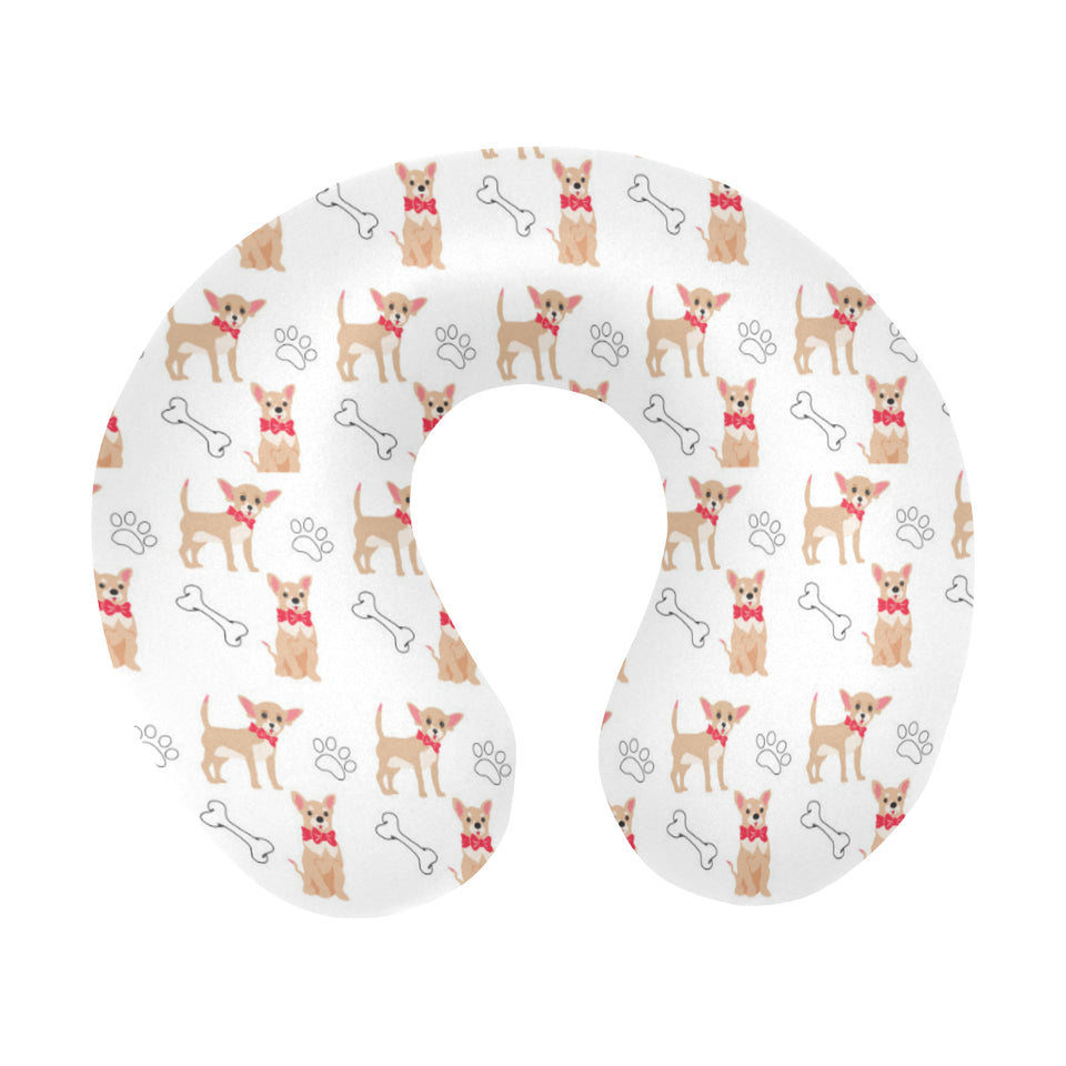 Chihuahua bone paw pattern U-Shaped Travel Neck Pillow