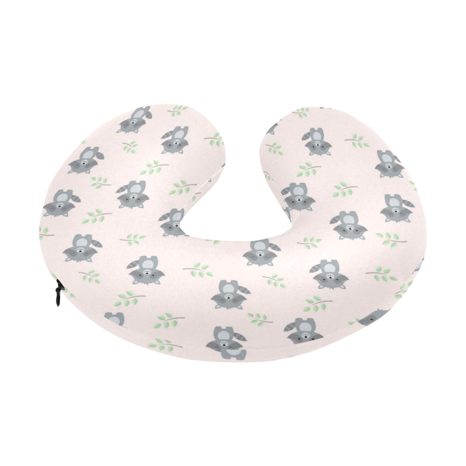 cute raccoons leaves pattern U-Shaped Travel Neck Pillow