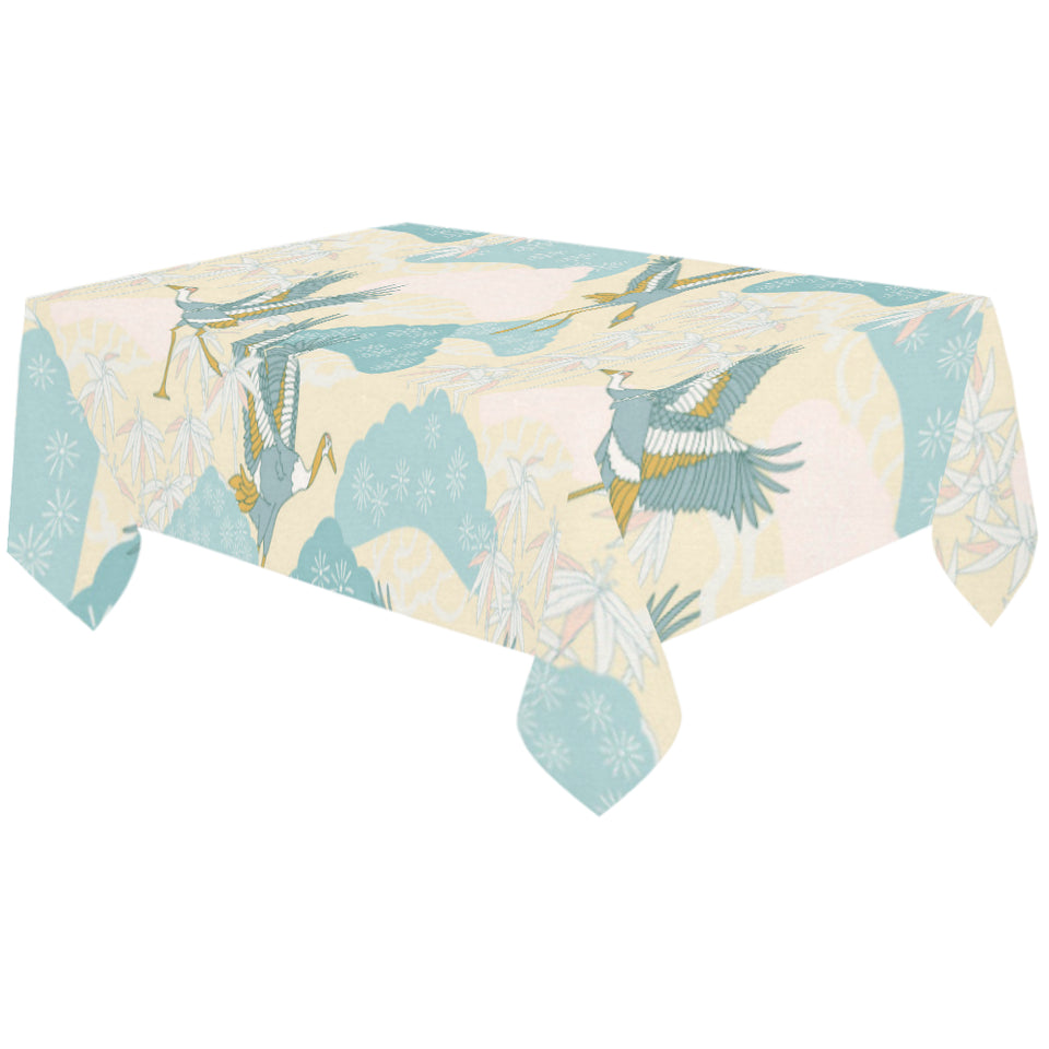 Bonsai bamboo stork japanese pattern cream theme Tablecloth