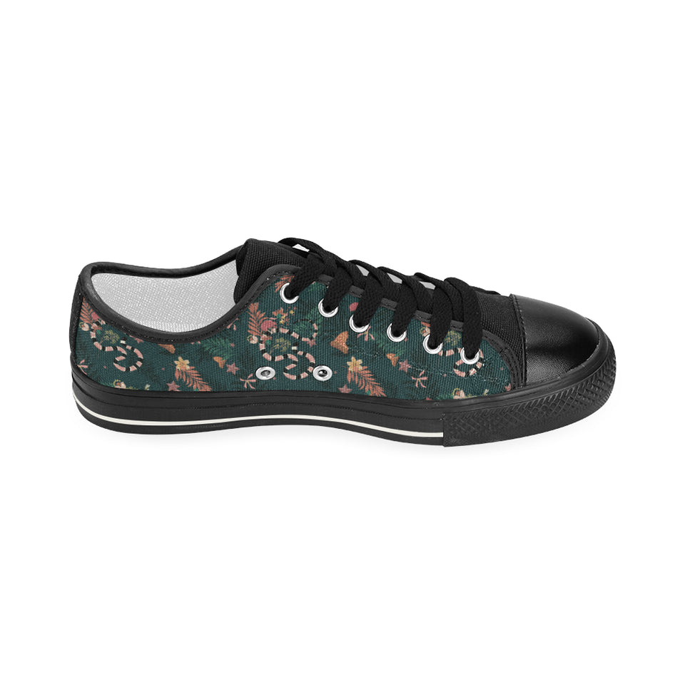 Snake forest pattern Women's Low Top Canvas Shoes Black