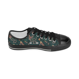 Snake forest pattern Kids' Boys' Girls' Low Top Canvas Shoes Black