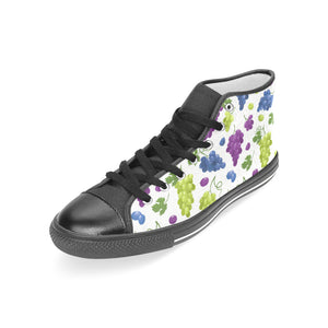 Grape pattern Women's High Top Canvas Shoes Black