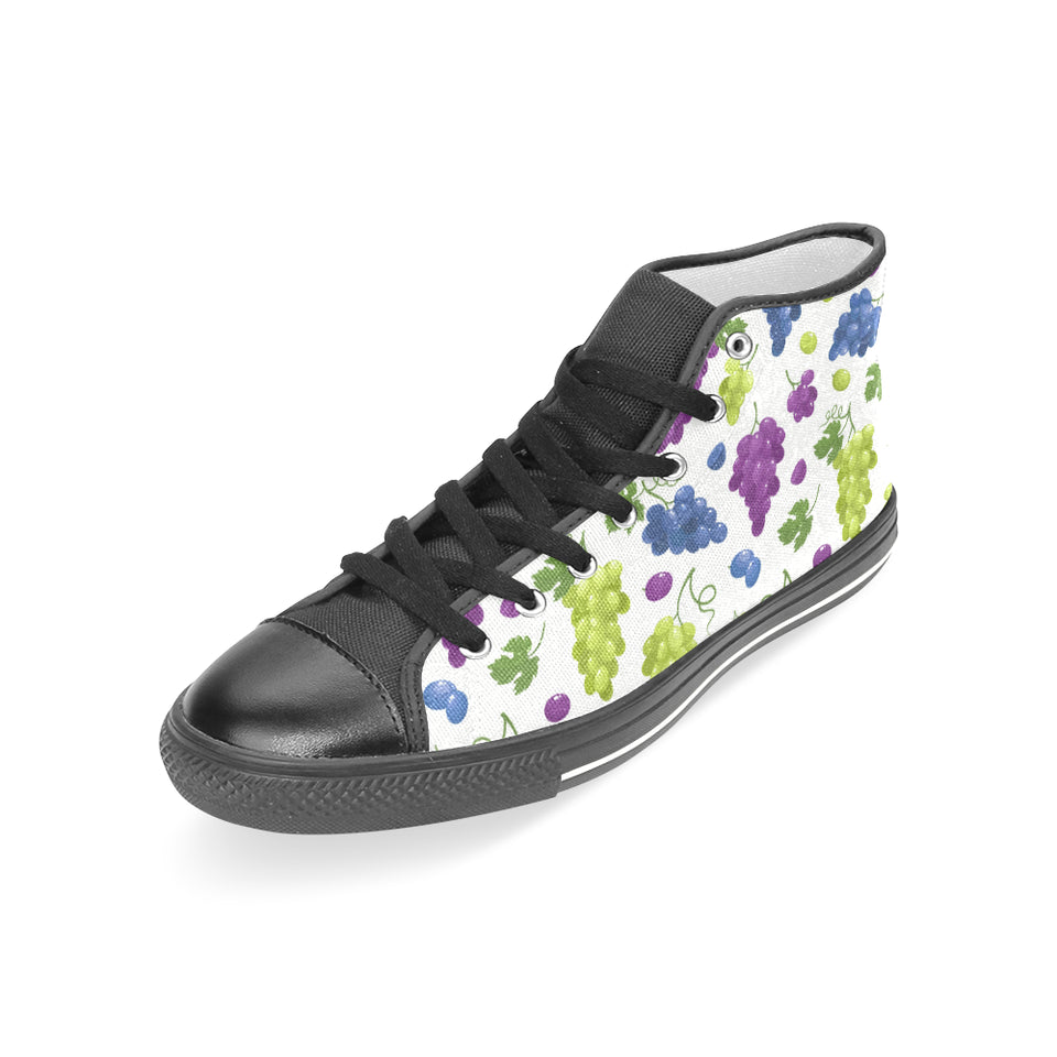 Grape pattern Women's High Top Canvas Shoes Black