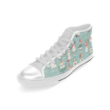 Cute snowman pattern Men's High Top Canvas Shoes White