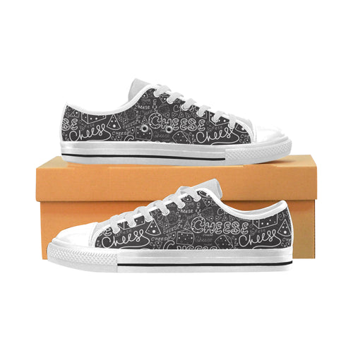 Handwritten cheese pattern Men's Low Top Shoes White