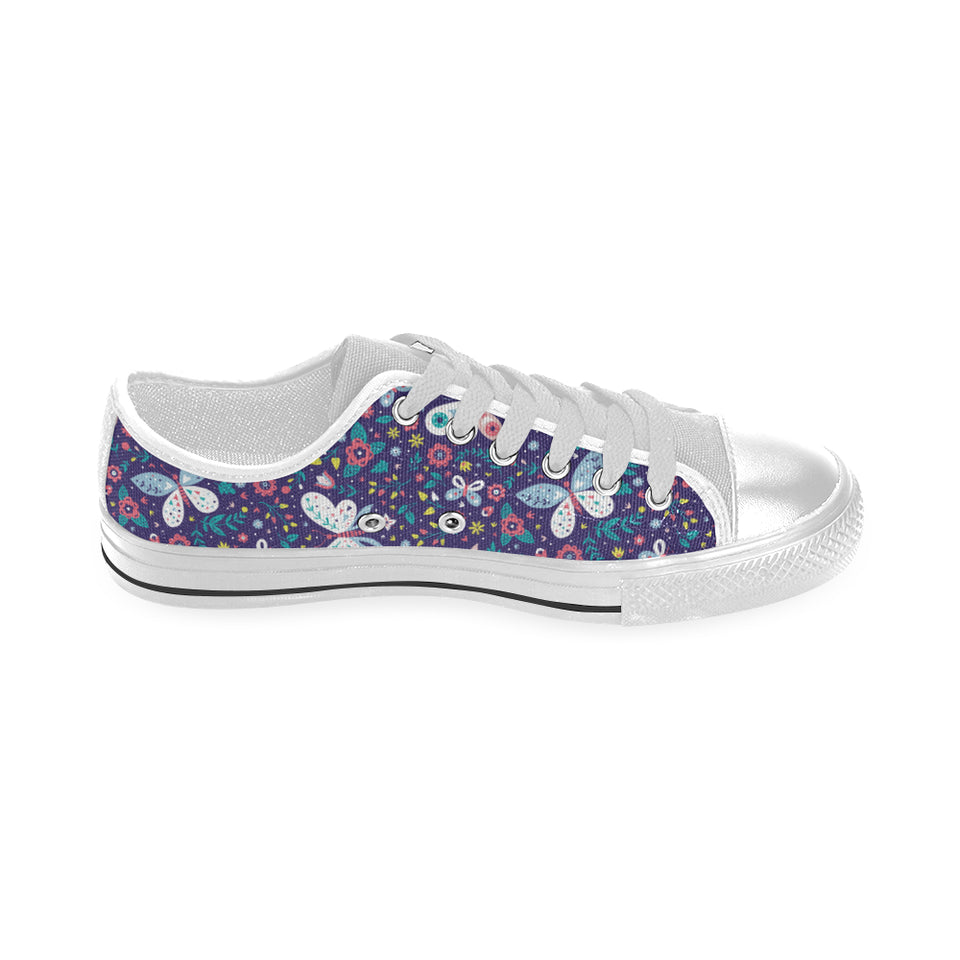 Colorful butterfly flower pattern.eps Men's Low Top Shoes White