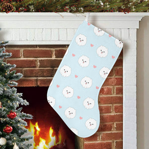 White cute pomeranian pattern Christmas Stocking