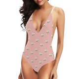 Cute hamster cheese pattern pink background Women's One-Piece Swimsuit
