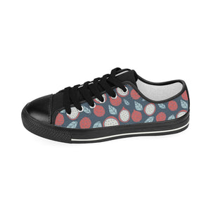 dragon fruits dark blue background Kids' Boys' Girls' Low Top Canvas Shoes Black