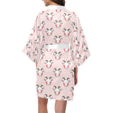 Cute goat pattern Women's Short Kimono Robe