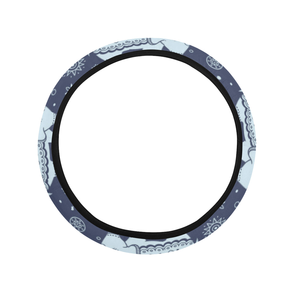 Elephant tribal design pattern Car Steering Wheel Cover